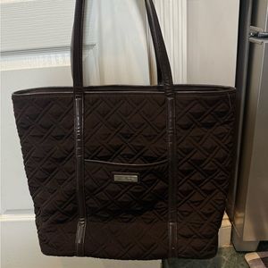 Vera Bradley chocolate brown quilted tote bag